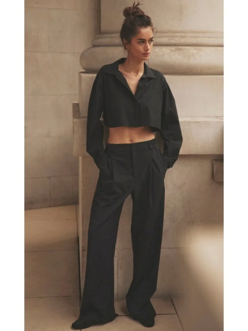 Alo High-Waist Pursuit Trousers Black Wide Leg Hi-Rise Waisted Slacks Pants M - Picture 10 of 17